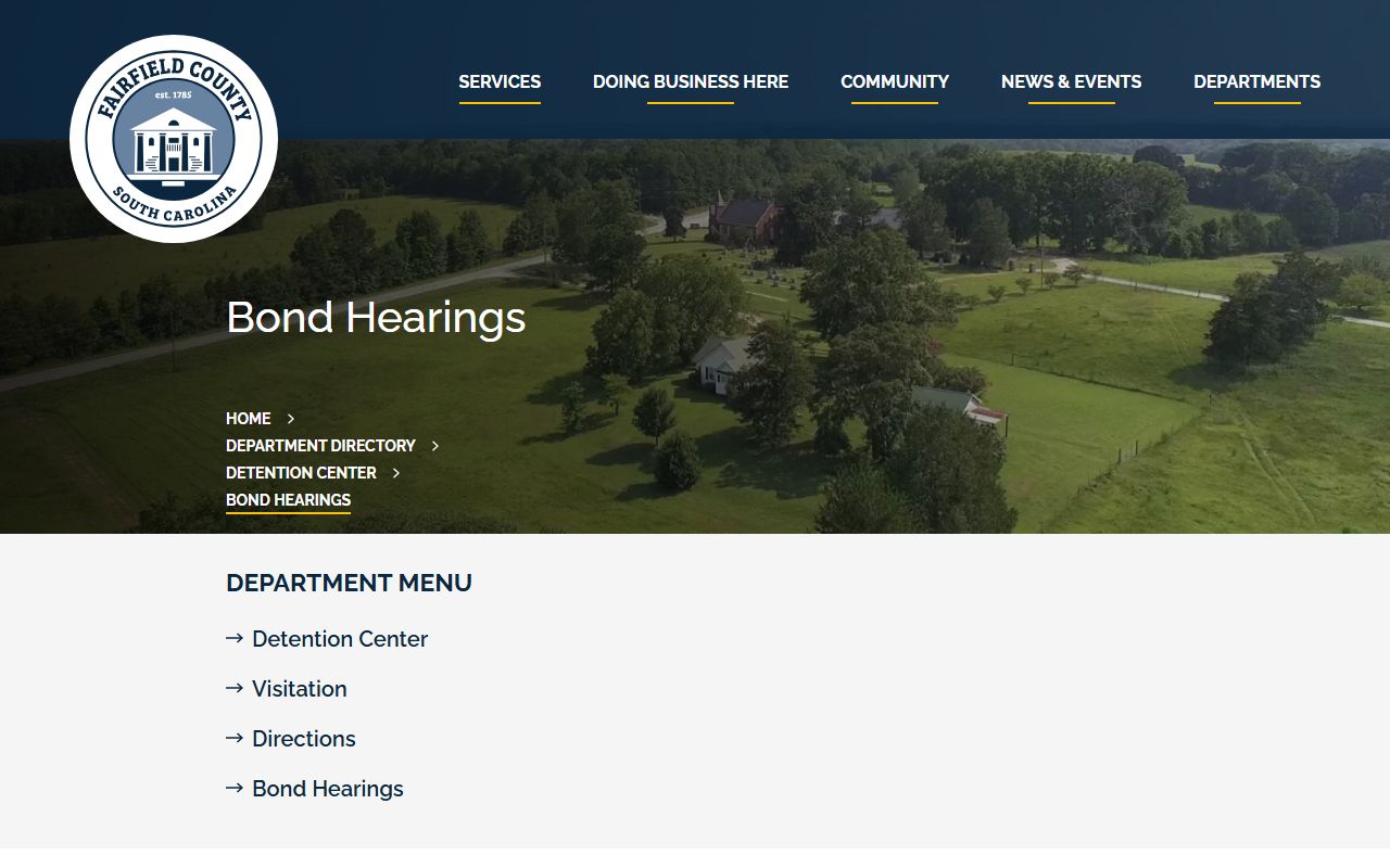 Fairfield County Detention Center inmate bond hearing schedule