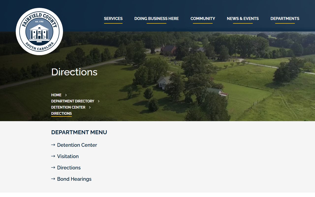 Fairfield County Detention Center inmate visit directions