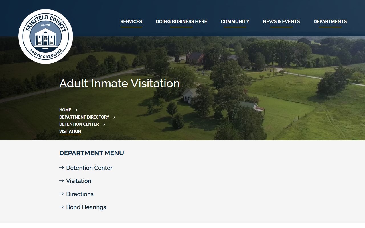 Fairfield County Detention Center inmate visitation schedule